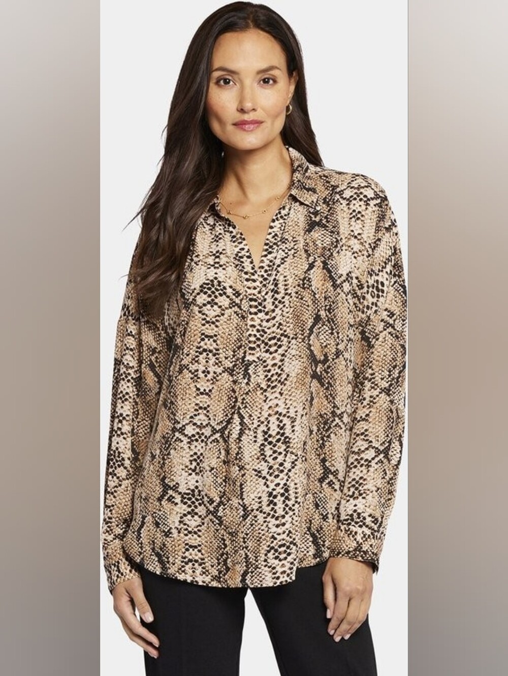 NYDJ Becky Pullover Blouse in Victorian Python – Size Medium